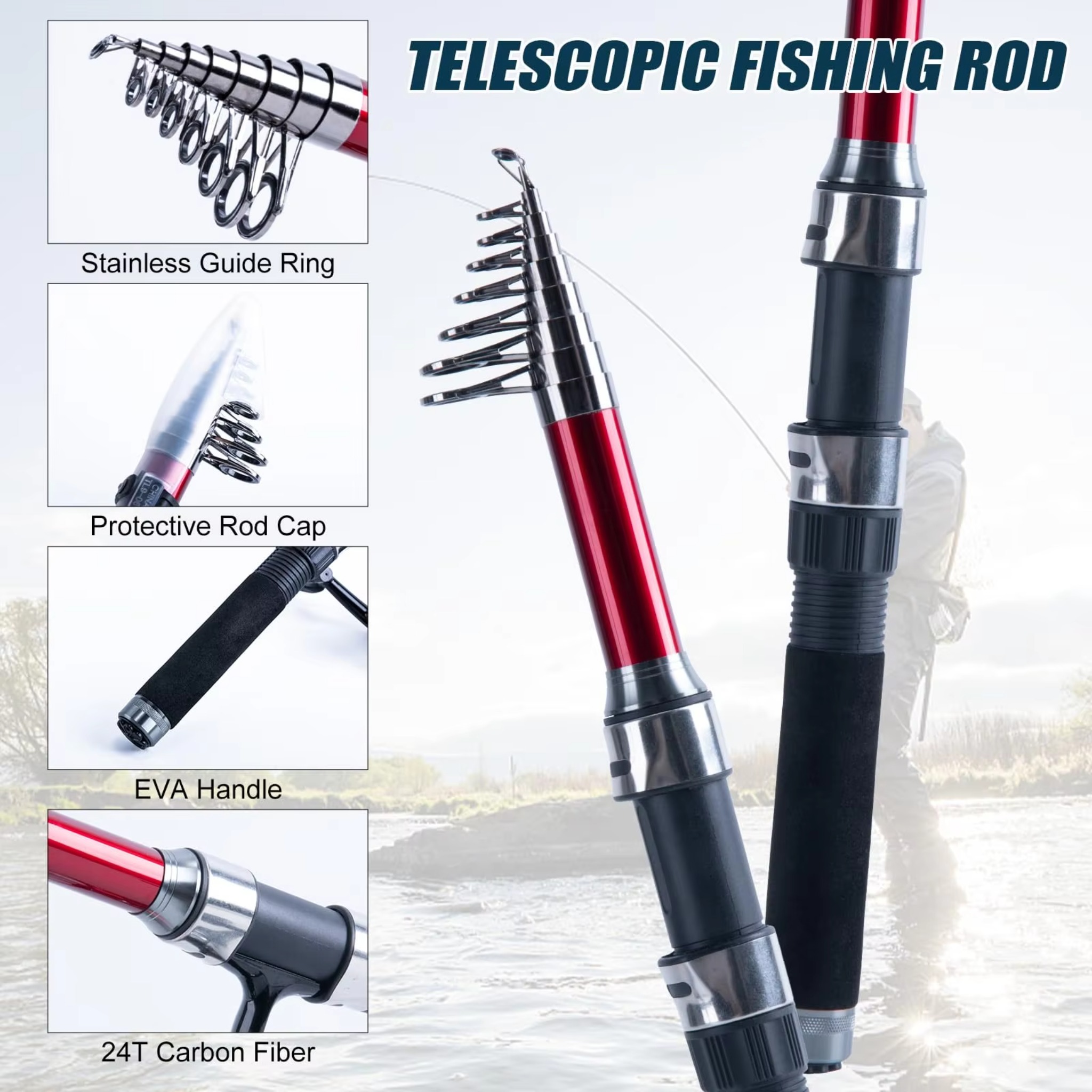Goture 2Pcs Telescopic Carbon  - Reel Bag ulasan dan harga